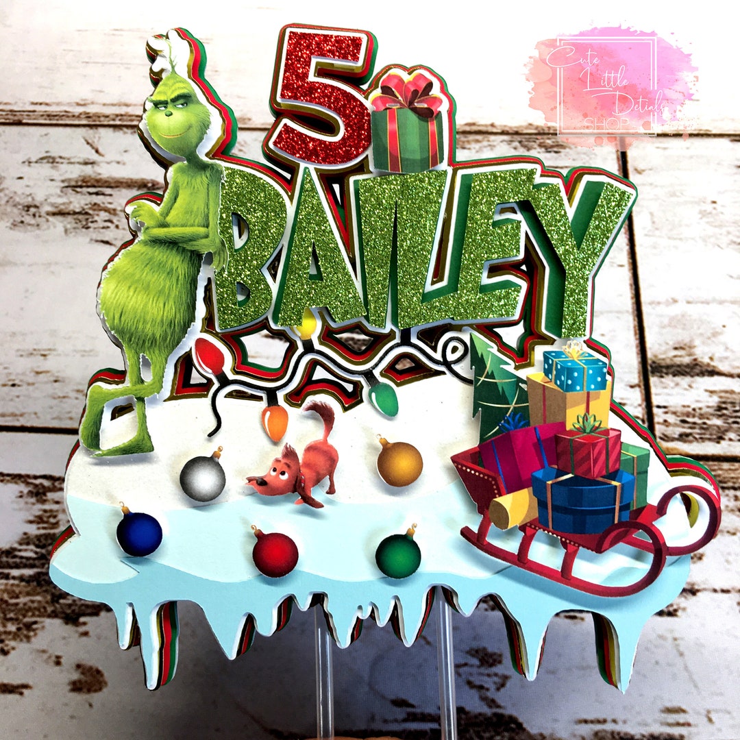 Grinch Party the Grinch Cake Topper Grinch Birthday Party - Etsy