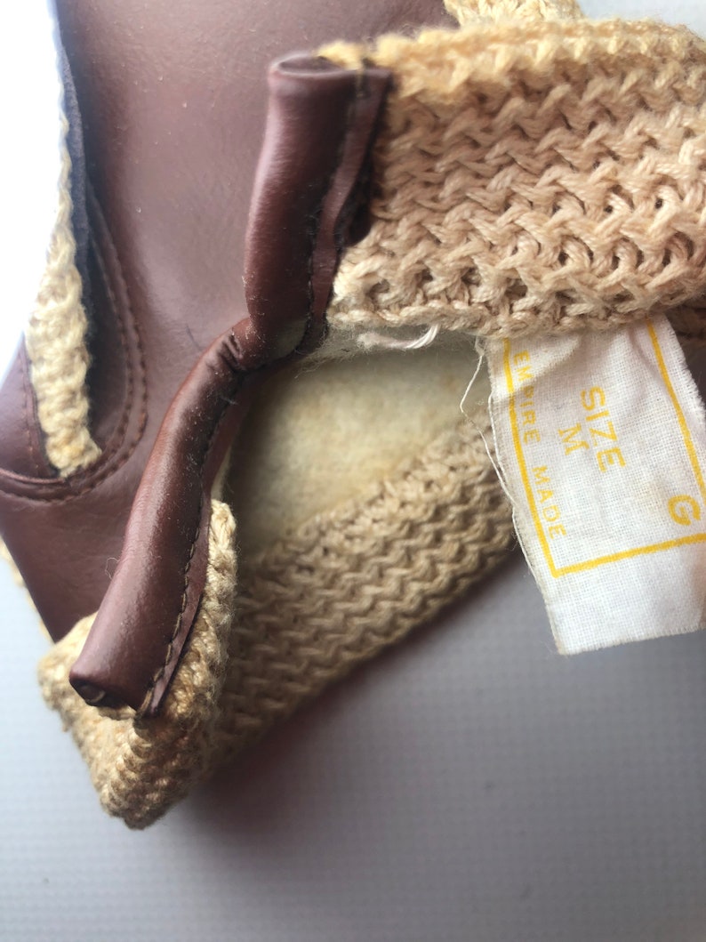 Rare Vintage Keynote Gloves Brown Beige Leather Made In Hong Kong Size L Driving Gloves Large Faux Leather Beige Brown BN Littlewoods