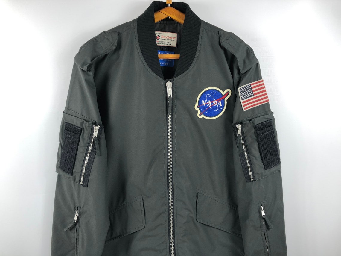 Rare Bomber Flight Jacket Nasa Size M L Mens Grey Boeing Etsy