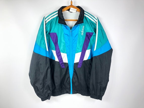 adidas blue and black windbreaker