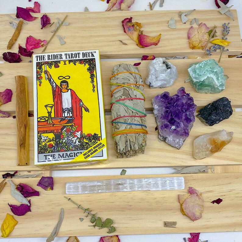 Tarot Crystals & Sage Rider Waite Tarot Cards Crystals Etsy
