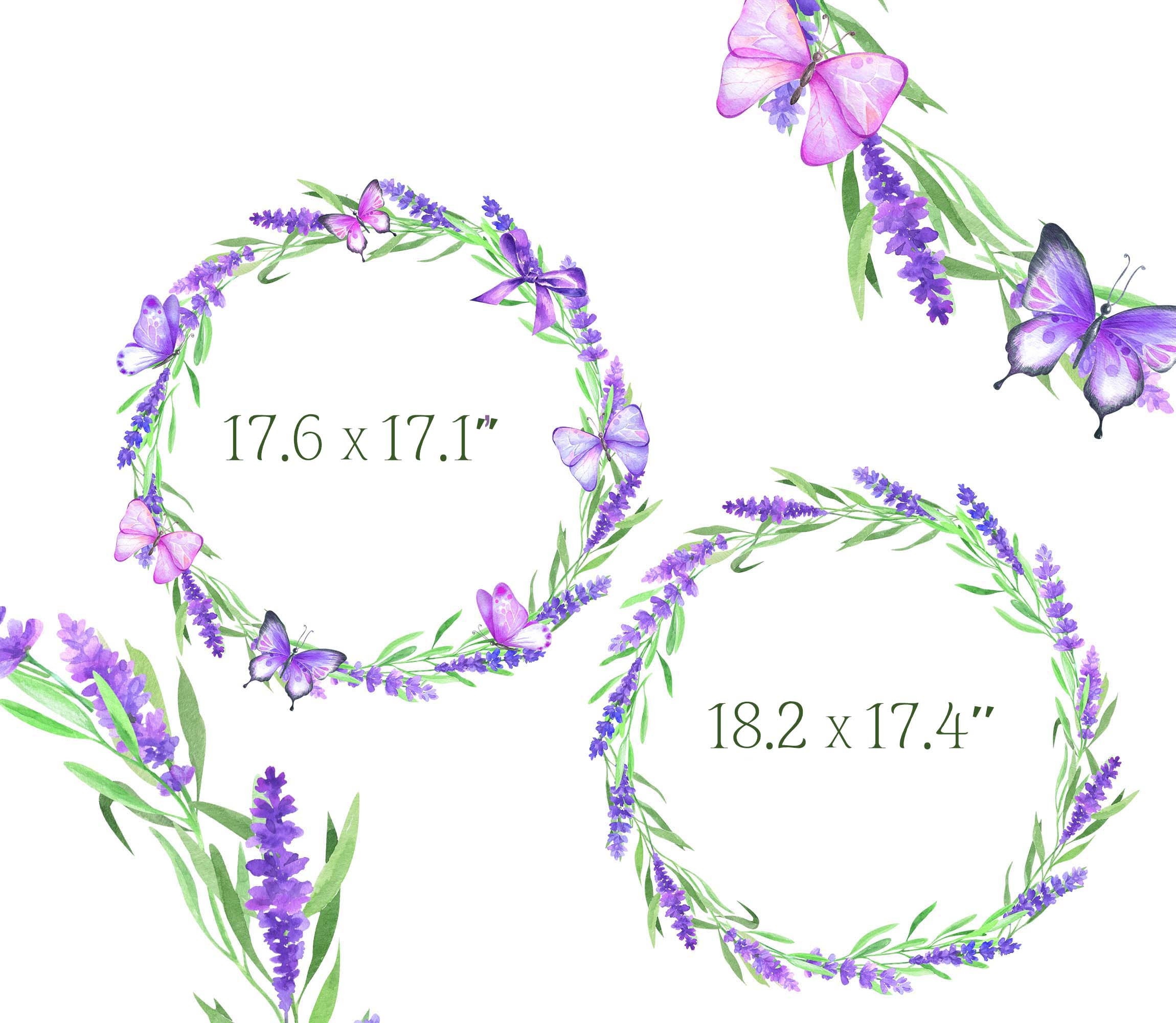 Watercolor Lavender Clipart Butterflies Clip Art Flower Purple Etsy