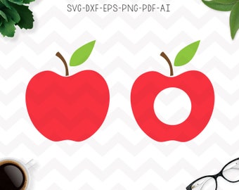 Apple SVG, Apple monogram svg, School svg, Teacher svg, Apple Clipart, Cricut Silhouette cutting files- SVG, Dxf, Png, pdf, ai, eps