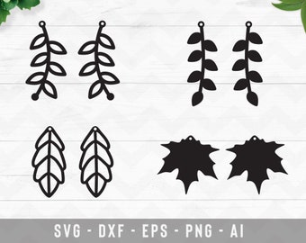 Earrings svg, Leaf earrings svg, Earrings template svg, Modern earrings,leather earrings vector,Clay earring,cricut silhouette cut files,dxf
