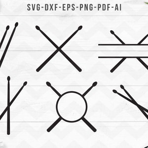Fichiers svg pilons, baguettes coupées, vecteur de pilons croisés, svg batteur, musique svg, svg batterie, svg monogramme pilons