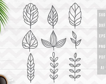 Leaves svg, Leaf svg, Leaves design template, Plants svg, wreath elements svg, nature svg, Cricut Silhouette cut files-dxf, png,pdf, ai, eps