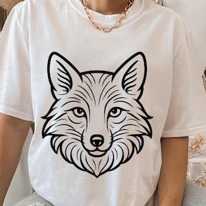 Fox SVG, Wild Animal Line Art SVG, Fox Head Outline for Cricut & Silhouette, Woodland Animal Clipart, T-Shirt Design png, Digital Download