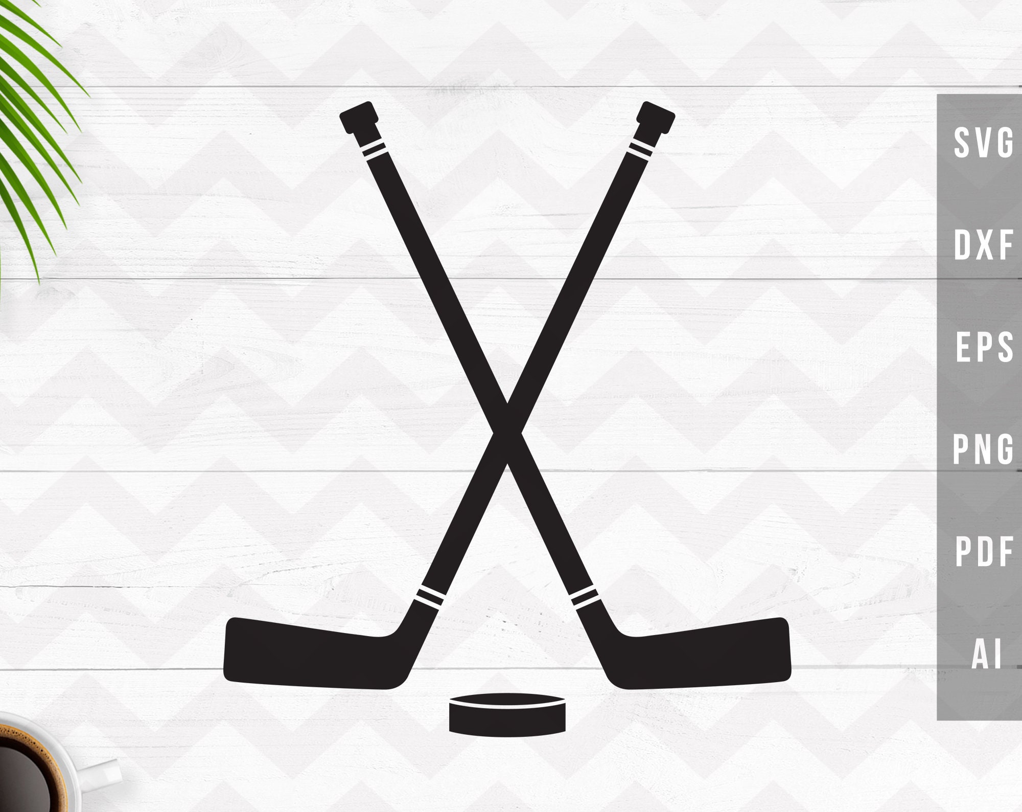 Crossed Hockey Sticks with Puck Clipart Instant Digital Download AI PDF SVG  PNG