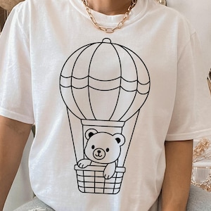 Teddybär im Heißluftballon SVG, süßes Baby Clipart, Kinderzimmer Wand Kunst png, Babyparty Cricut Design, Kinderzimmer Dekor, Silhouette Schnittdatei