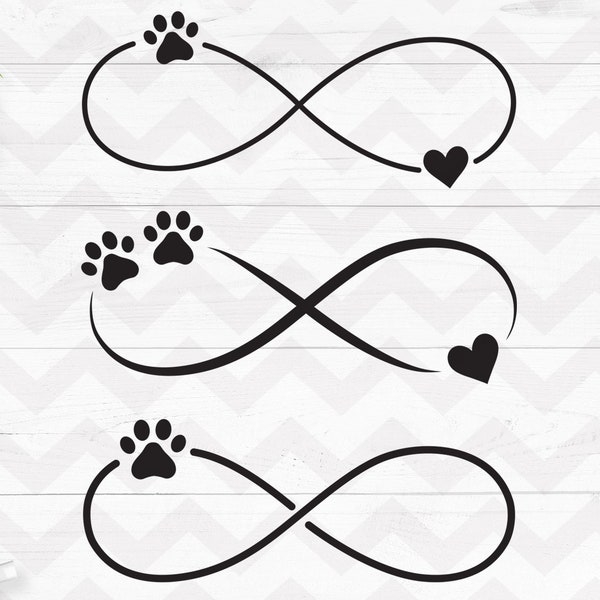 Infinity paw with heart svg, Dog's Paw svg, Heart and Paw Print, Infinity paw vector,Cricut Silhouette-svg,dxf,png,pdf,ai,eps- digital files