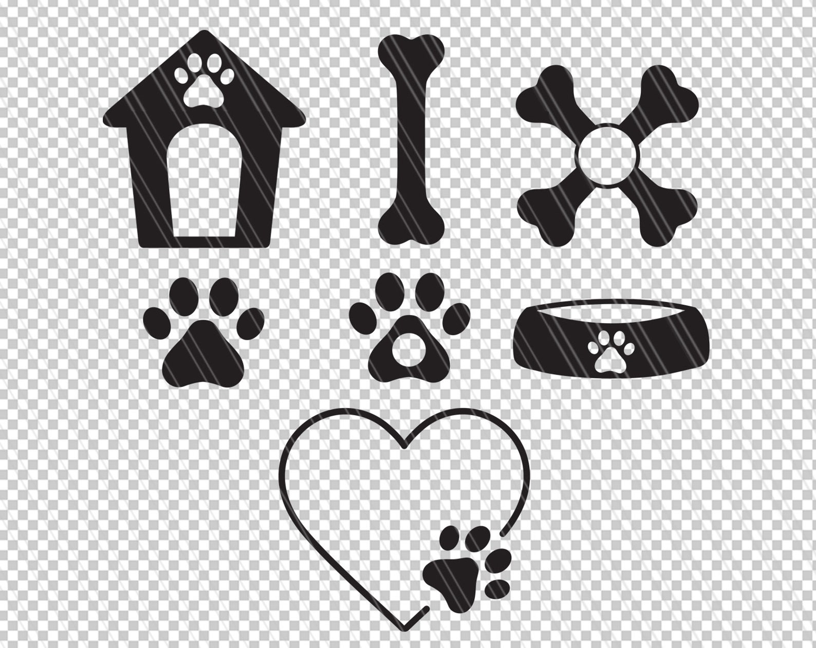 Dog Paw Svg Dog Bone Svg Heart Paw Pet Files Clipart Print Etsy ...