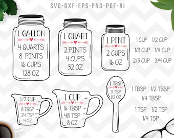 Conversion Chart svg,Kitchen Measuring Cheat Sheet Bundle,Kitchen SVG,Measurement Conversion Chart, Cricut Silhouette-svg,dxf,png,pdf,ai,eps