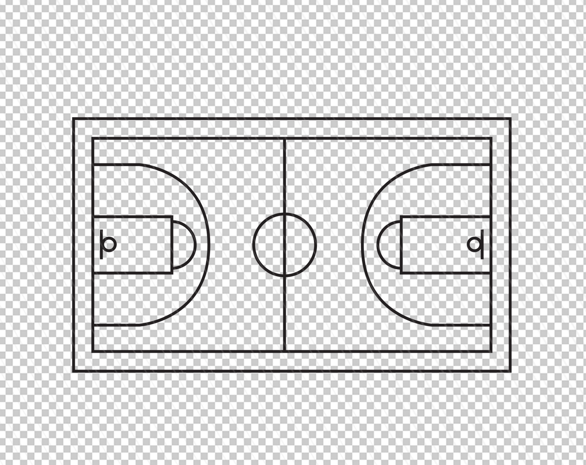 Basketball court svg Basketball court outline Basketball court clipart Basketball files for cricut Silhouette cut files png dxf eps