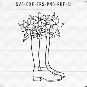 Cowboystiefel svg, Cowboystiefel mit Blumen svg, Cowbow Boots Svg Datei, Cowgirl Svg,Blume,Cricut Silhouette Cut Files- SVG,Dxf,Png,ai