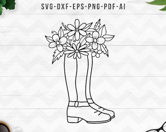Cowboy boots svg, Cowboy boots with flowers svg, Cowbow boots svg file, Cowgirl boots svg,Flower,Cricut Silhouette cut files- SVG,Dxf,Png,ai