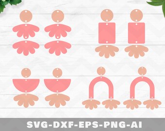 Earrings svg, Earrings template, flower leaf earrings template, Clay earrings template, leather earrings svg,cricut silhouette cut files,dxf