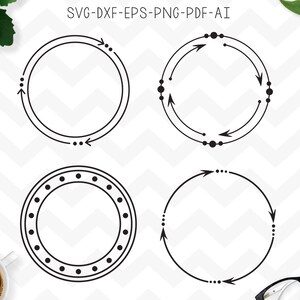 Circle Monogram frame SVG, Circular monogram, Circle frames, Scalloped monogram svg, Cricut Silhouette - SVG, Dxf, Png,  pdf, ai, eps