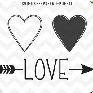 Love SVG, Heart svg, valentine svg, Valentine&#39;s day svg clipart, heart clipart, Cricut Silhouette cut files - SVG, Dxf, Png,  pdf, ai, eps