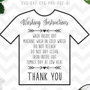 Tshirt washing instructions svg, Care card svg, washing instructions dxf, Shirt care, Cricut Silhouette -svg,dxf,png,pdf, ai, eps - digital