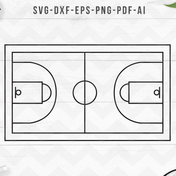 Basketball court svg, Basketball court outline, Basketball court clipart, Basketball files for cricut, Silhouette cut files, png dxf eps