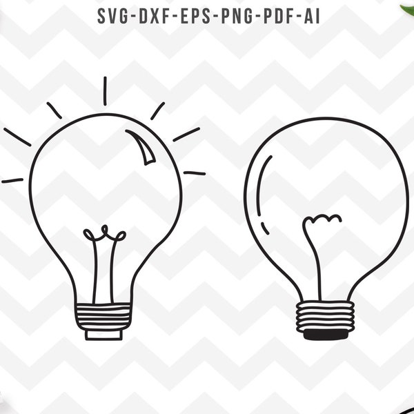 Bulb svg, Bulbs svg, Hand drawn bulb svg, Light svg, Edison bulb svg, Bulb clipart, Cricut Silhouette-svg,dxf,png,pdf,ai,eps-Instant Digital