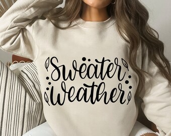 Sweater weather svg, Winter svg, Fall svg, Autumn svg, Pumpkin Season Svg, Hand Lettered svg, arquivos de corte de silhueta Cricut PNG, DXF, SVG