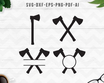 斧 svg、交差した斧 svg、斧のモノグラム フレーム svg、手斧 svg、斧のベクター、斧のクリップアート、Cricut シルエット-svg、dxf、png、pdf、ai、eps-デジタル