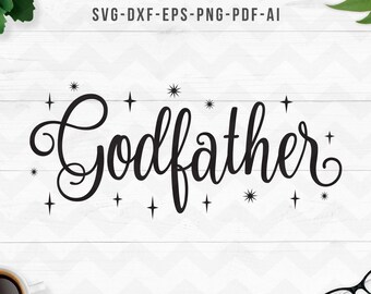 Padrino SVG, Nuevo Padrino SVG, Futuro Padrino SVG, Anuncio de embarazo SVG, Archivos de corte de silueta de Cricut: SVG, DXF, PNG, PDF, AI, EPS