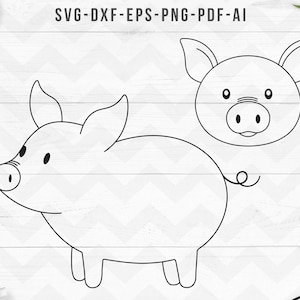 Pig svg, Cute pig svg,Pig cut files, Baby pig svg, Farm animal svg, Pig face svg, Cricut Silhouette cut files - SVG,Dxf, Png,pdf, ai,eps