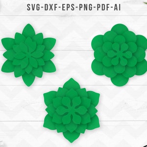 Paper Succulent Template SVG, Paper Flowers SVG, Flower Cut Files, Succulent SVG, Paper Plant Template, Cricut silhouette, paper craft