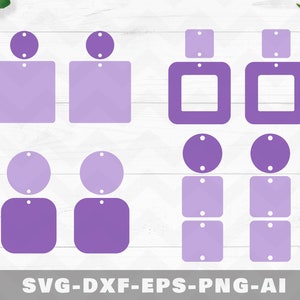 Earrings svg, Earrings template, Square earrings template,Modern earrings template, leather earrings vector, cricut silhouette cut files,dxf