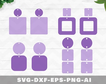 Earrings svg, Earrings template, Square earrings template,Modern earrings template, leather earrings vector, cricut silhouette cut files,dxf