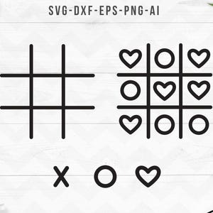 Tic tac toe svg | Tic tac toe grid svg | Board game PNG | Tic tac toe clipart | Vector |Valentine&#39;s day heart svg|Cricut silhouette cut file