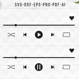 Audio control buttons svg, music player svg, Spotify svg, Music player glass art svg,Cricut Silhouette, Vinyl-svg,dxf,png- digital files