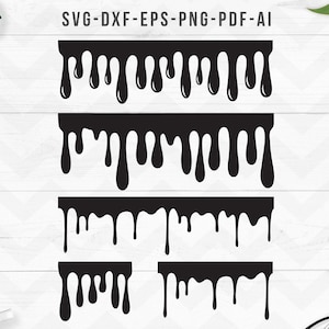 Dégoulinant frontières svg, gouttes de chocolat miel peinture bordures liquides svg dxf, Cricut Silhouette coupé fichiers-svg,dxf,png,pdf,ai,eps-Digital