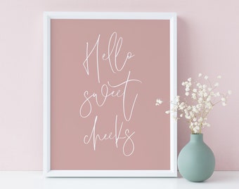 pink bathroom decor | hello sweet cheeks print | pink bathroom print