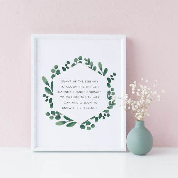 serenity prayer wall art | therapy office decor | psychology art