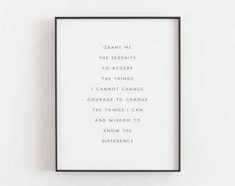 serenity prayer print | therapy office decor | 2 versions included