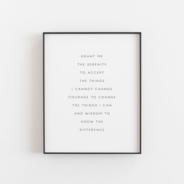 serenity prayer print | therapy office decor | 2 versions included