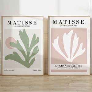 matisse print set | sage green decor | pink and green prints