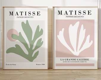 matisse print set | sage green decor | pink and green prints