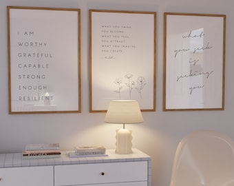 law of attraction print set | spiritual decor | manifestation prints