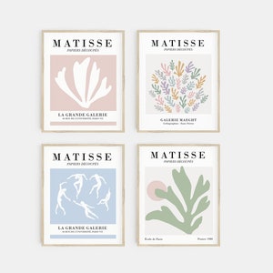 matisse print set | danish pastel decor | pastel prints | pink and green wall art | set of 4 prints