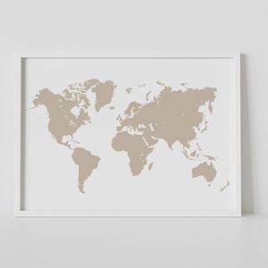 world map print | neutral prints | neutral wall art | printable wall art