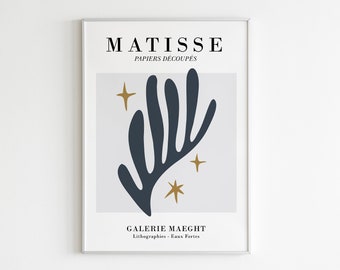 blue matisse print | navy wall art | blue and gold wall art | blue abstract art