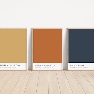 mustard and navy wall art | color block art