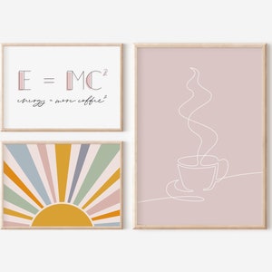 pink kitchen prints | pink prints | colorful wall art | coffee print set