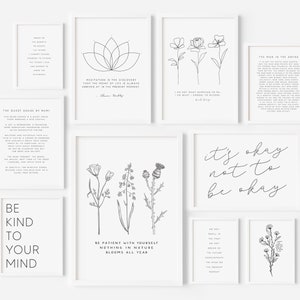 therapy office decor | gallery wall set | psychology art | mental health art
