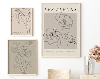 les fleurs print set | french wall art | beige wall art | exhibition poster