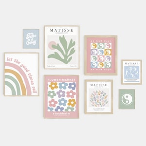 gallery wall set | pastel room decor | pastel prints | danish pastel decor | set of 8 prints